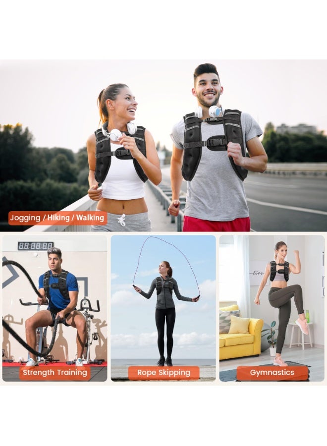 كيل › سترة موزونة 3 كجم/5 كجم/8 كجم للنساء والرجال، مع شريط عاكس وأحزمة مزدوجة قابلة للتعديل سترات موزونة لتدريب القوة والجري والركض والتمارين الهوائية وفقدان الوزن - Image 4